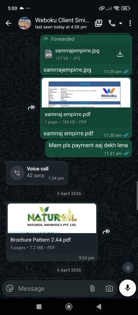WhatsApp chat with Samrraj Empire · Branding & Design